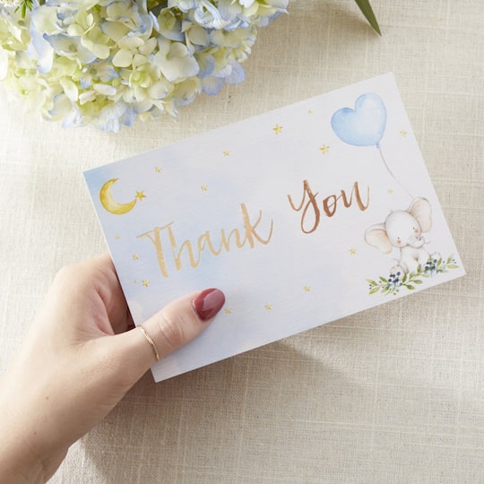 Kate Aspen® Blue Elephant Baby Shower Invitation & Thank You Card Bundle